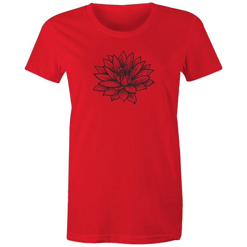 Women's Black Lotus Print T-shirt