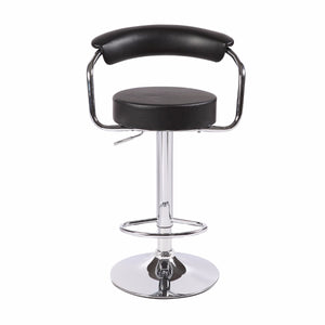 2X Black Bar Stools With High Back Rest And Gas Lift