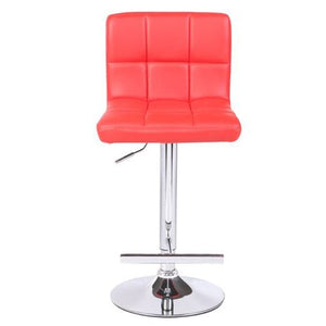 Red Bar Stools With Back Rest & Hydraulic Lift