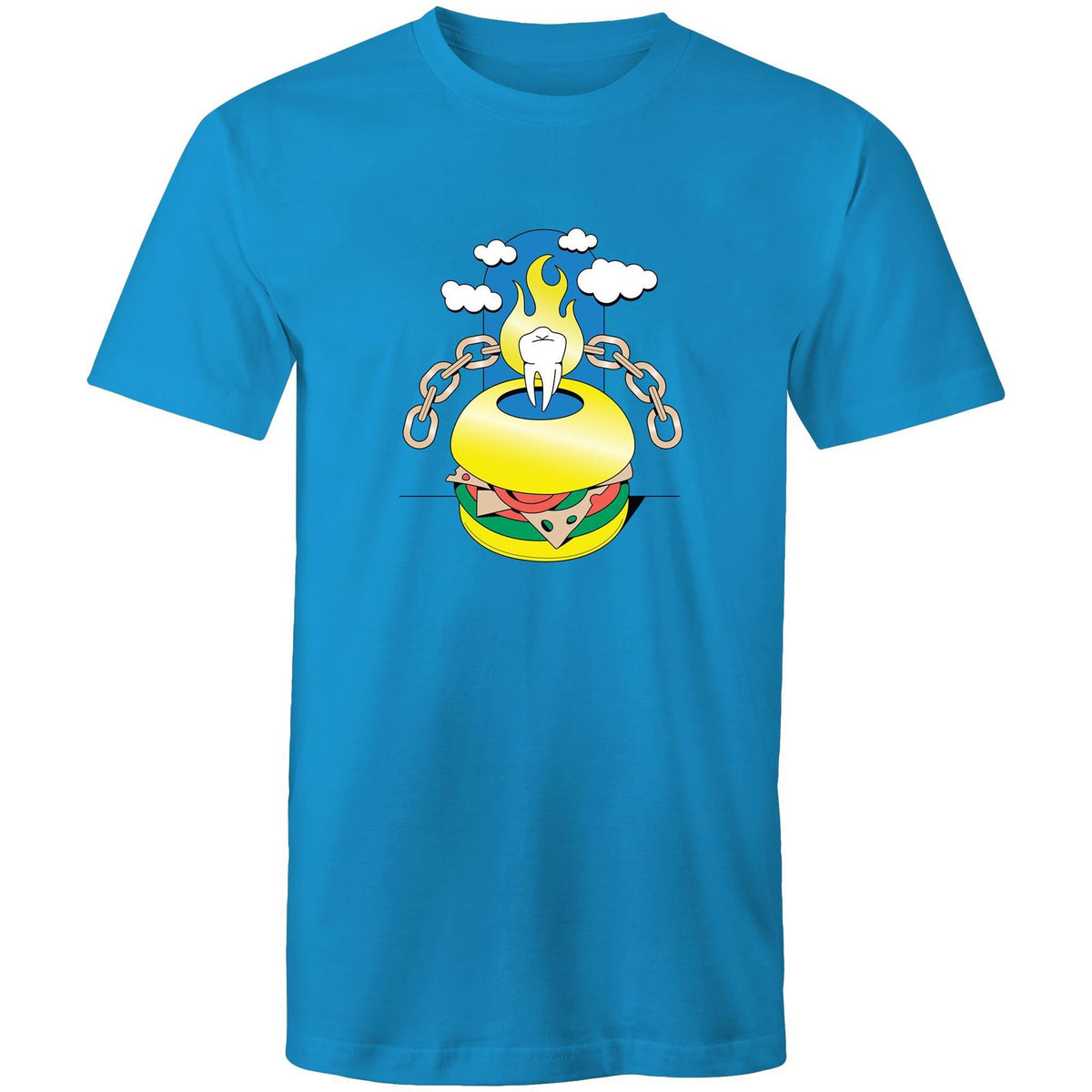 Men's Cartoon Burger Tooth T-shirt