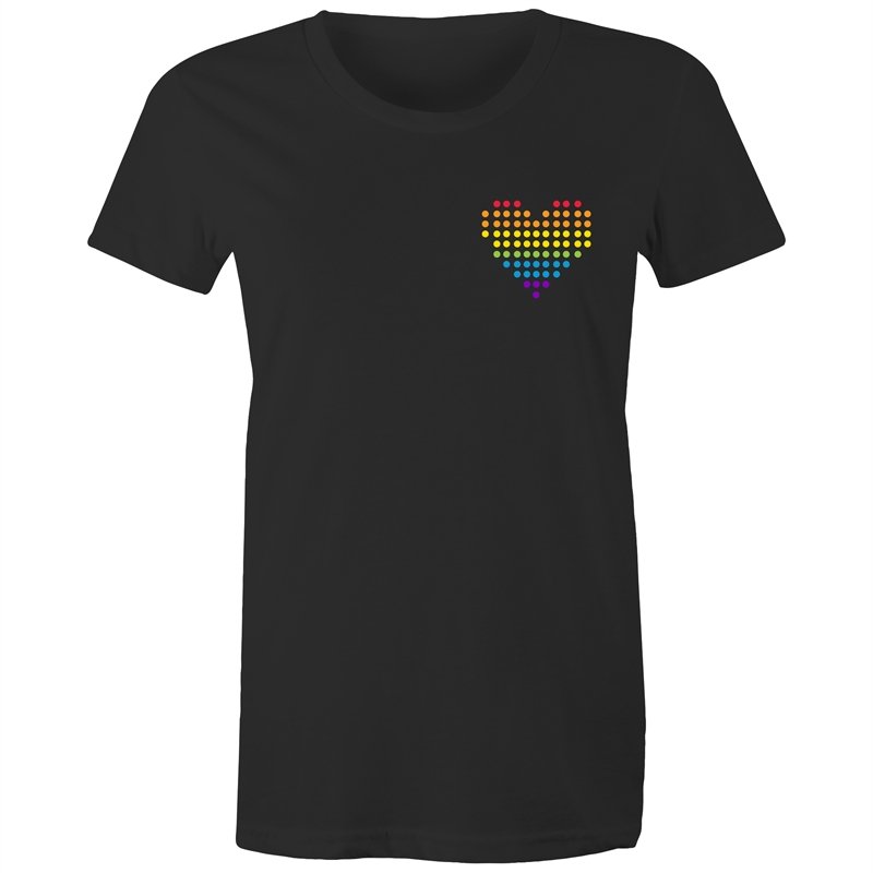 Women's Rainbow Heart Pocket T-shirt