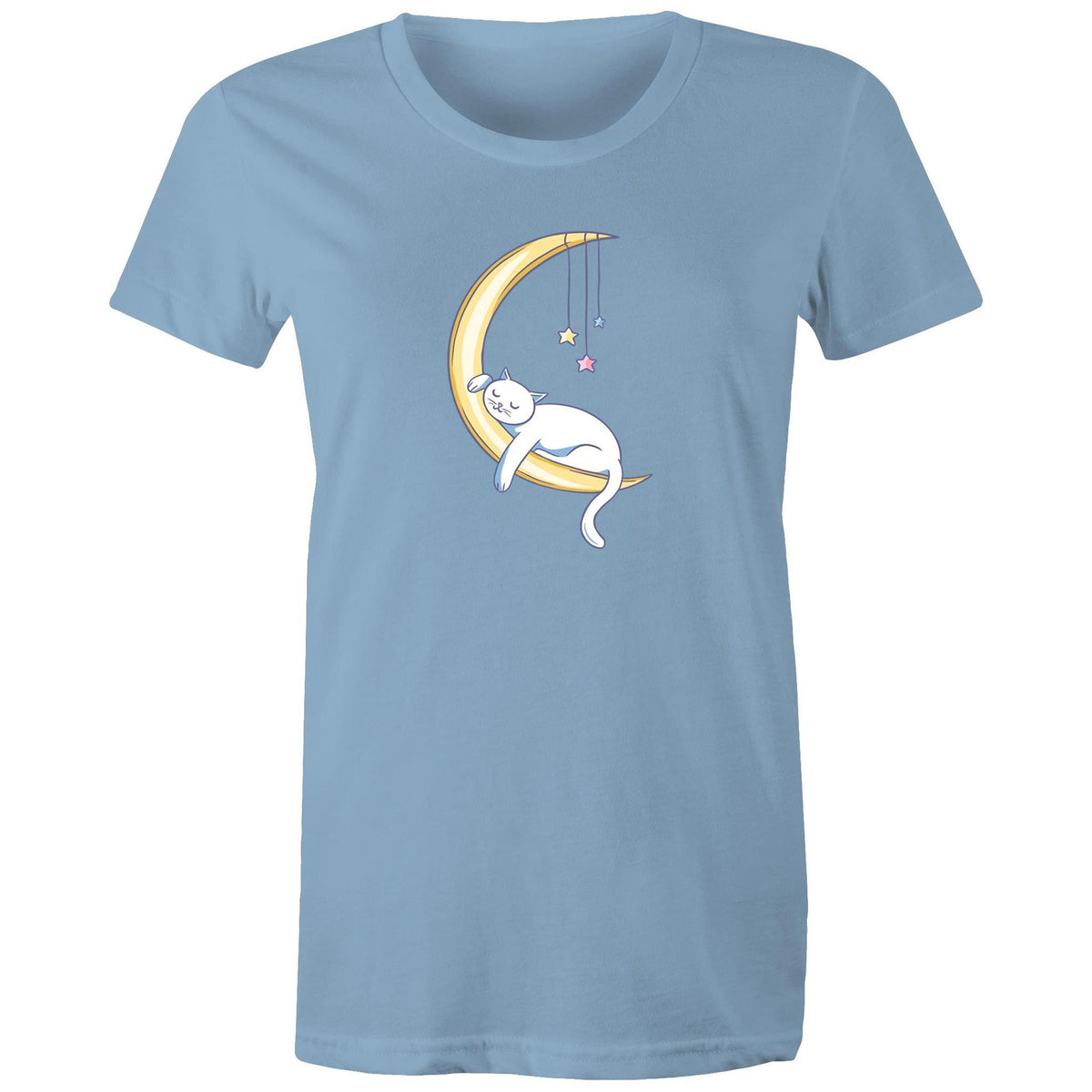 Women's Cat Sleeping on Moon T-shirt