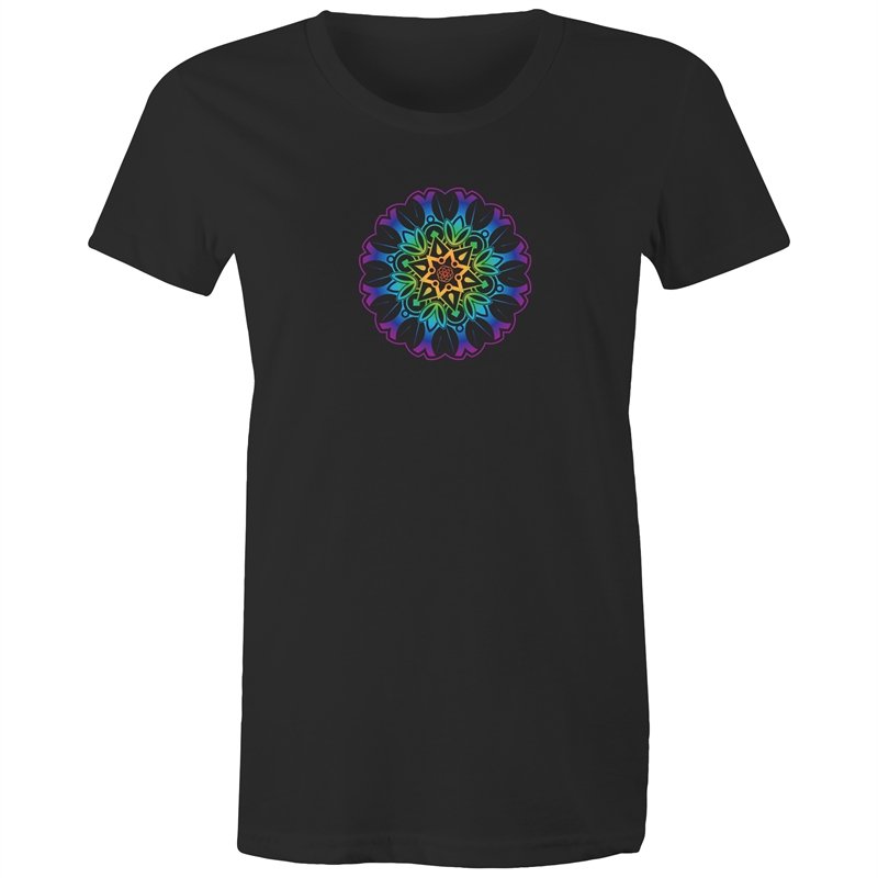 Women's Yoga Coloured Mandala Pattern T-shirt