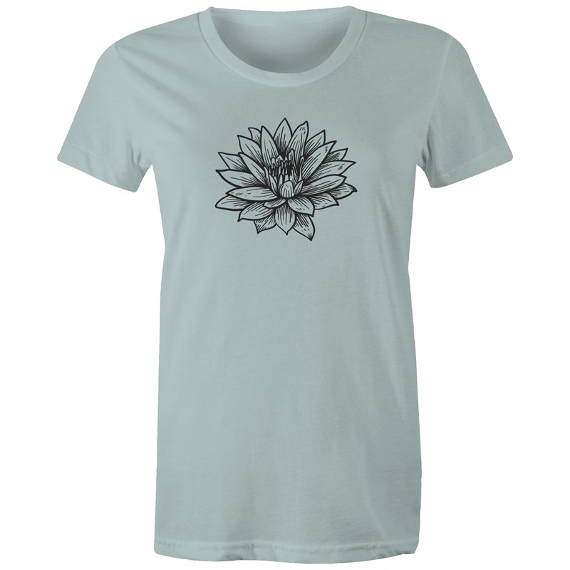 Women's Black Lotus Print T-shirt