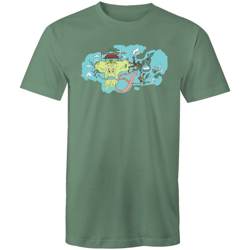 Men's Green God Illustration T-shirt