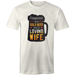 Men's Happiness Is A Cold Beer And A Loving Wife T-shirt