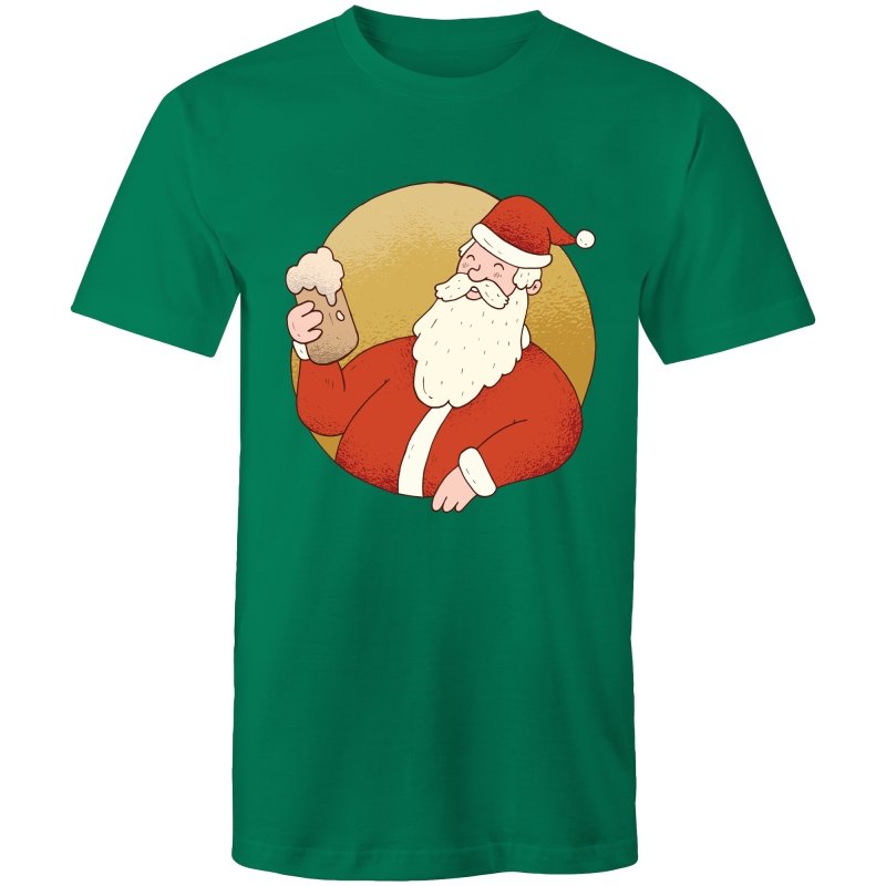 Men's Beer Drinking Santa T-shirt