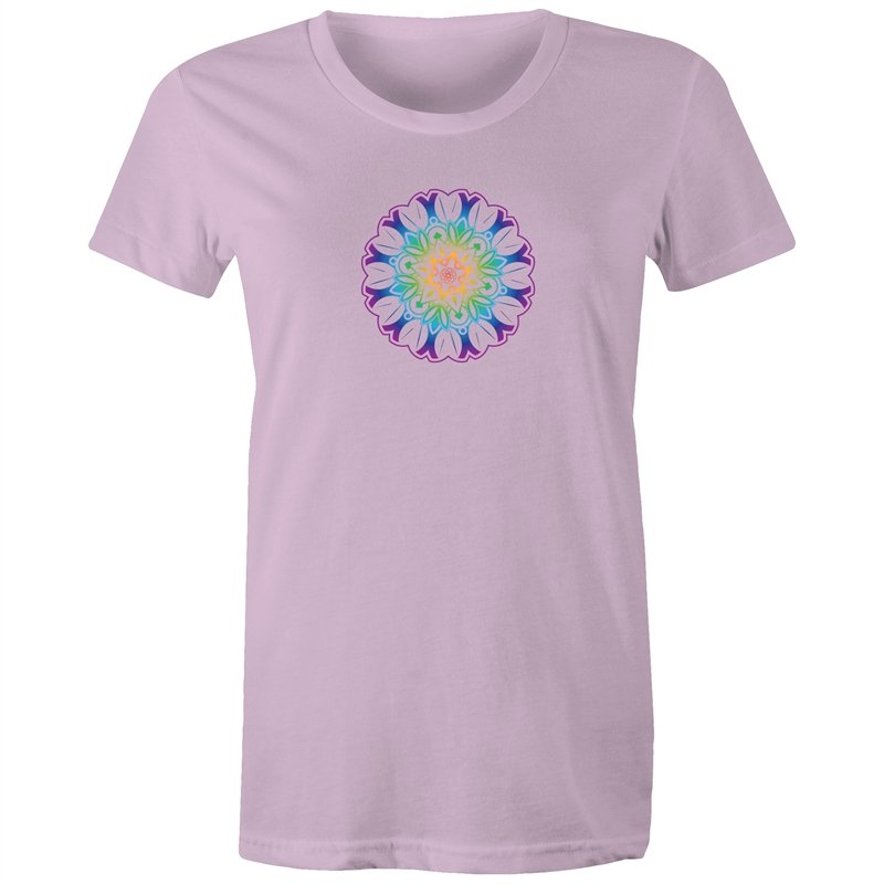 Women's Yoga Coloured Mandala Pattern T-shirt