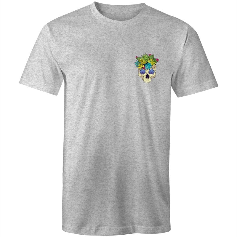 Men's Skull And Plants Pocket Print T-shirt