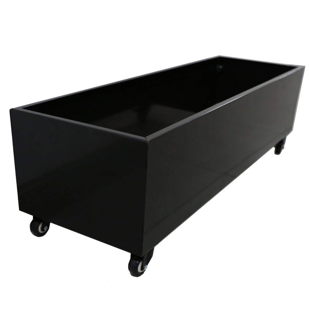 Black Metal Garden Bed On Wheels - 110X35X33cm