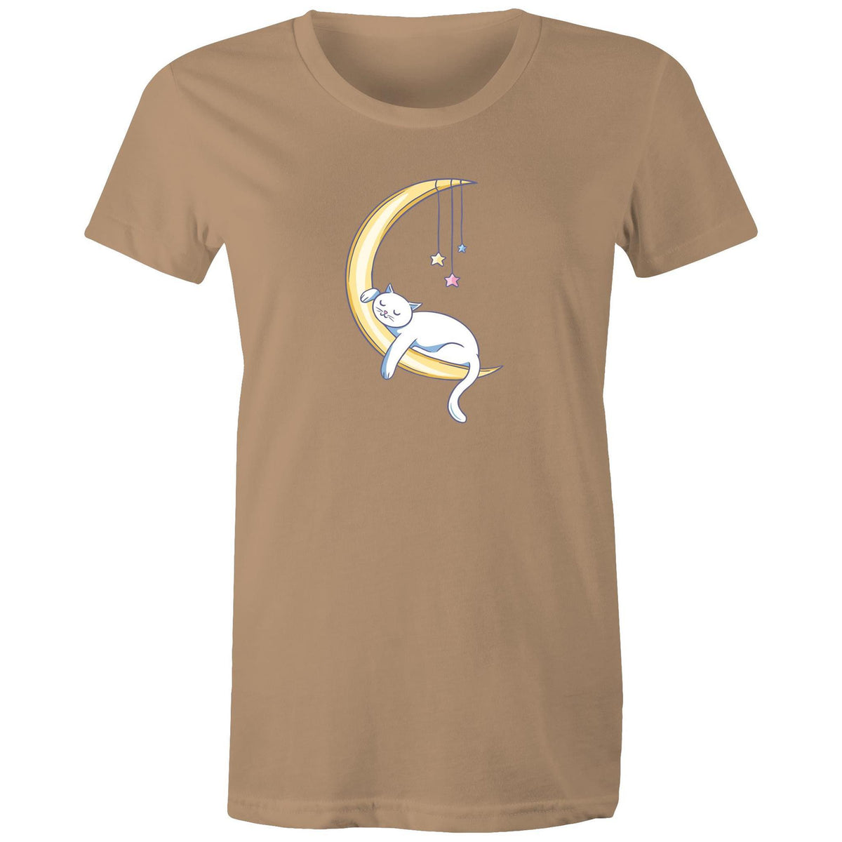 Women's Cat Sleeping on Moon T-shirt