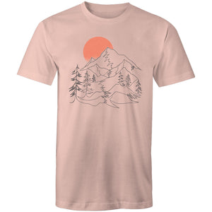 Men's Sunrise Mountain Line Art T-shirt