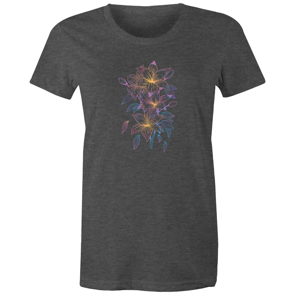 Women's Colourful Lillies Art T-shirt