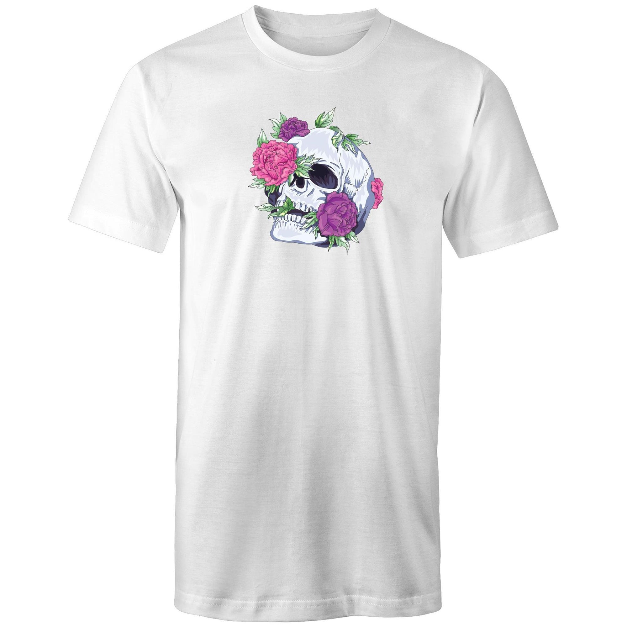 Men's Flowers Skull Cartoon Tall T-shirt