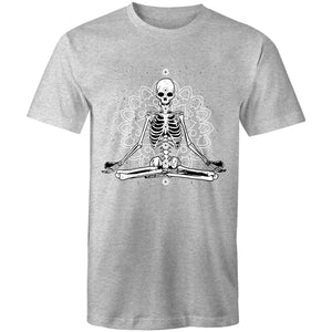Men's Meditating Skeleton With Lotus Background T-shirt