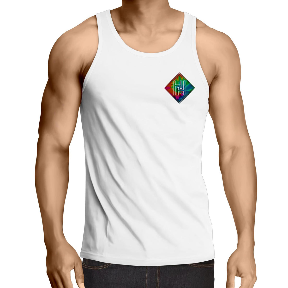 Men's Tie Dye Hippie House Pocket Printed Singlet