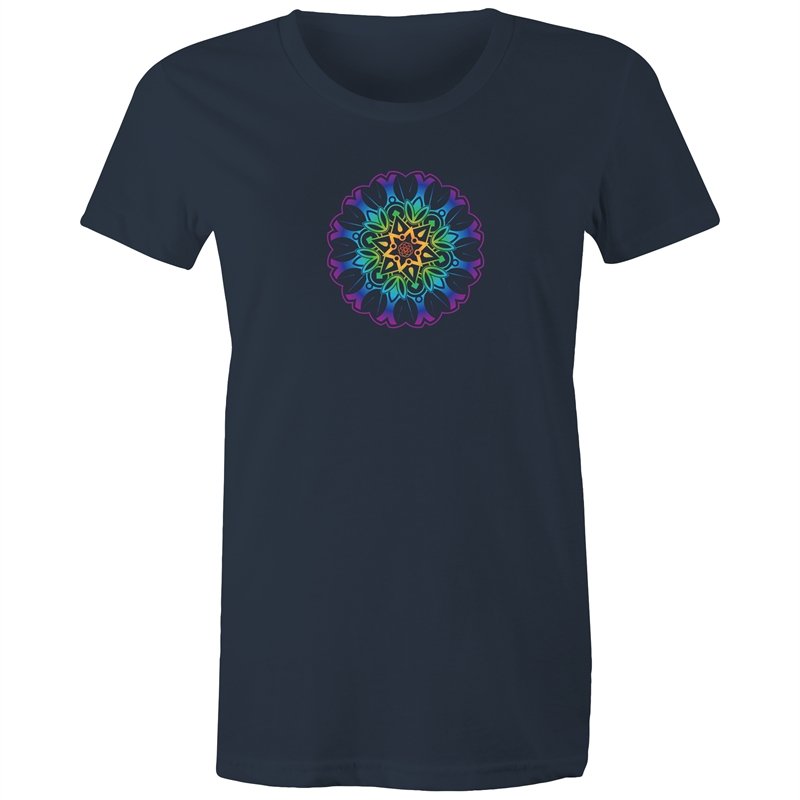 Women's Yoga Coloured Mandala Pattern T-shirt