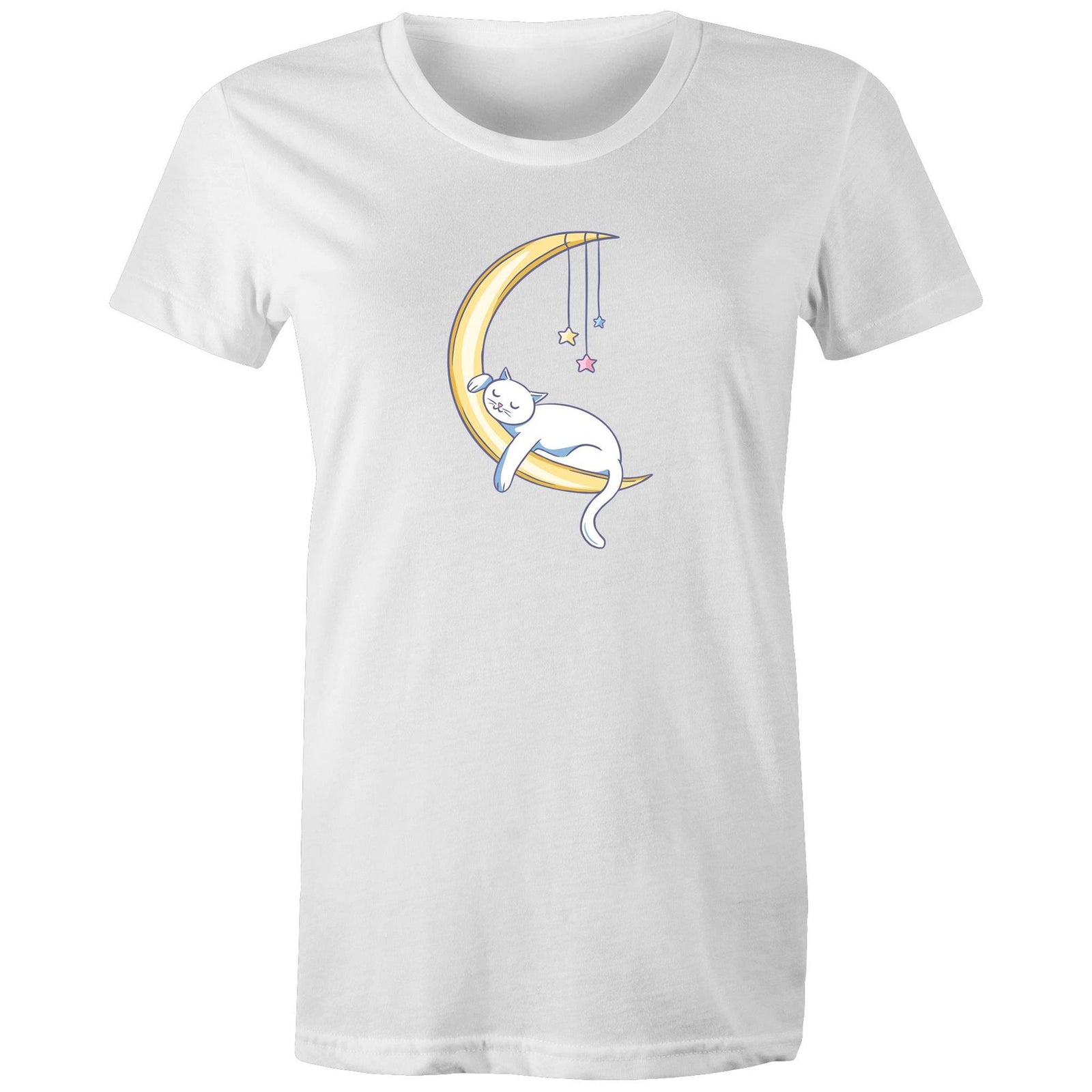 Women's Cat Sleeping on Moon T-shirt