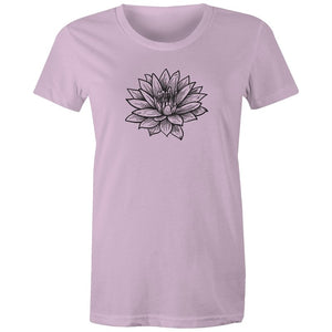 Women's Black Lotus Print T-shirt