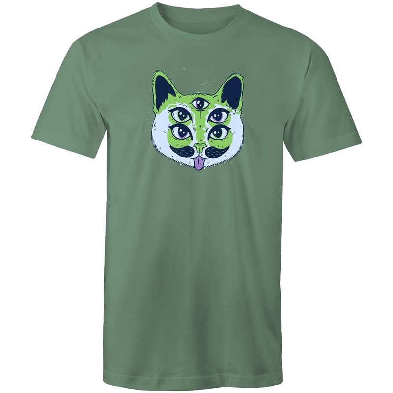 Men's Trippy Green Cat T-shirt
