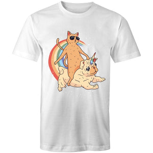 Men's Funny Cat Riding Unicorn T-shirt