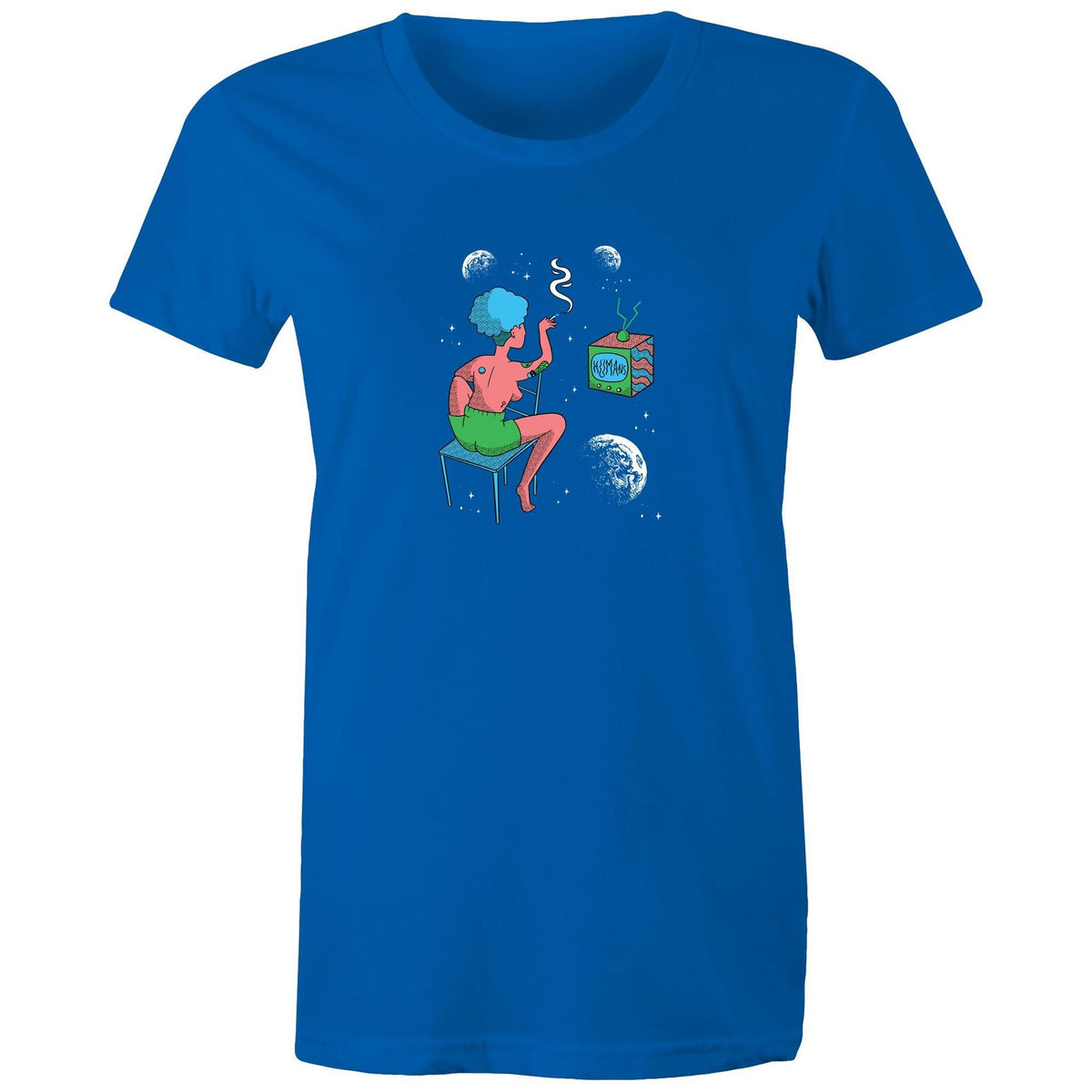 Women's Woman In Space Cartoon T-shirt