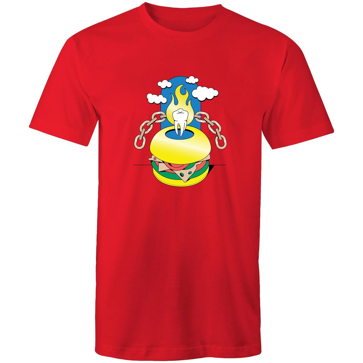 Men's Cartoon Burger Tooth T-shirt