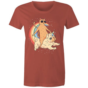 Women's Cat And Unicorn Pug T-shirt