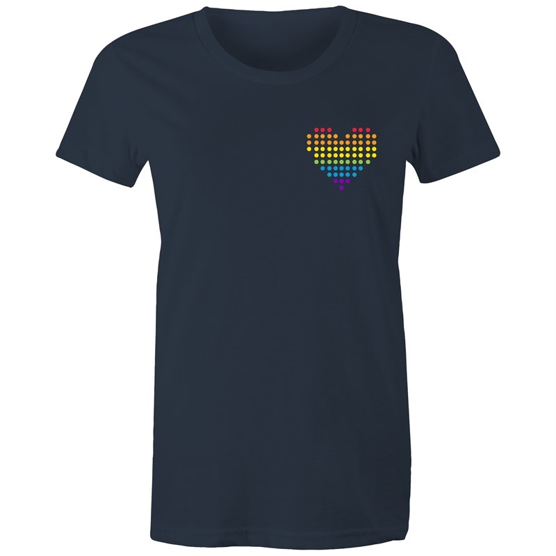Women's Rainbow Heart Pocket T-shirt