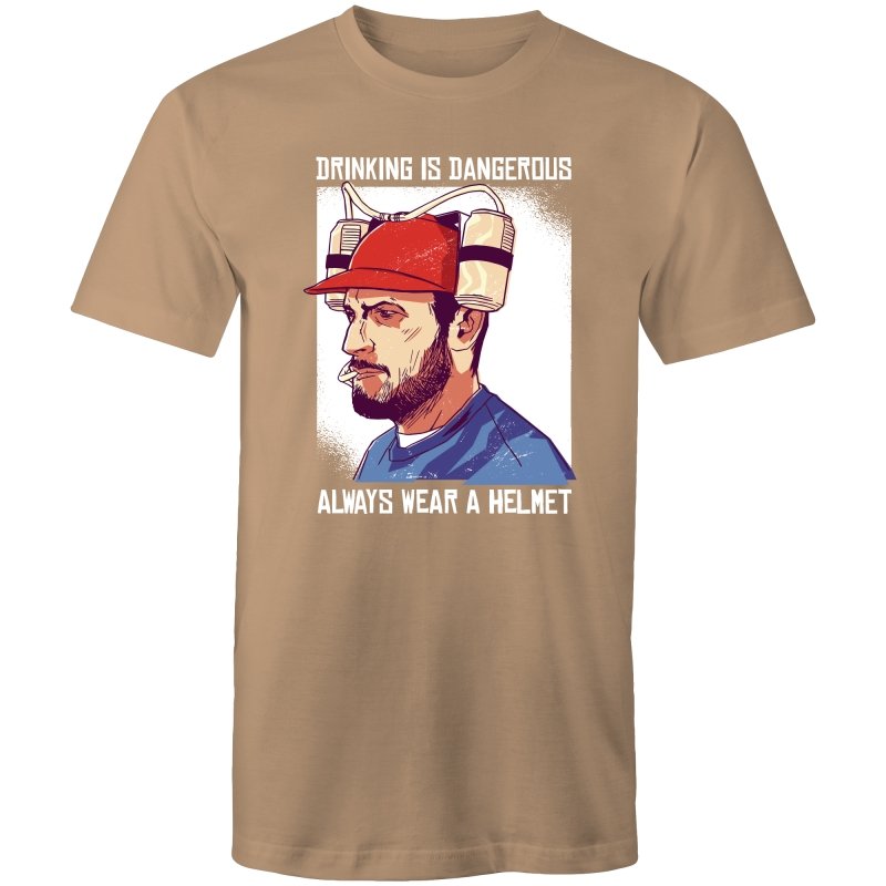 Men's Drinking Is Dangerous, Always Wear A Helmet T-shirt