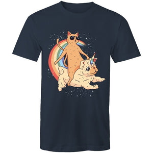 Men's Funny Cat Riding Unicorn T-shirt