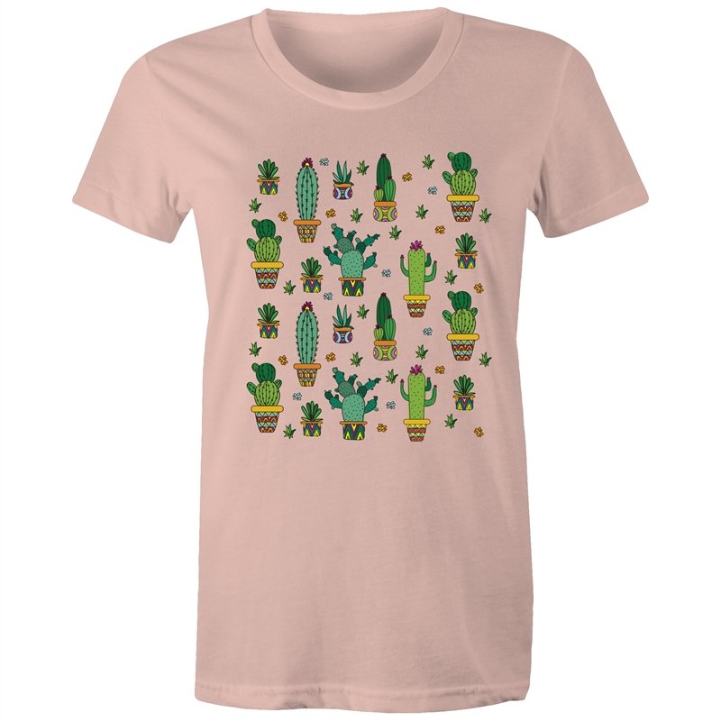 Women's Cactus Cartoon Print T-shirt