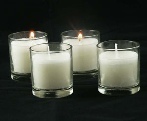White Wax Votive Candle | Clear Glass Holder | 10-Pack | Wedding Event Centrepiece Decoration